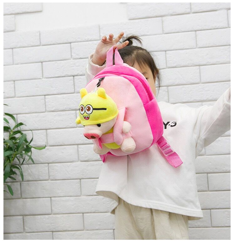 Bag-sgoile Cute Plush Teddy Bear Backpack airson Clann