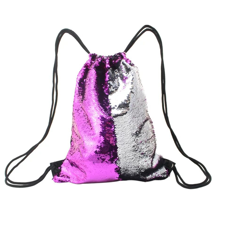 Personalized shiny sequin drawstring backpack sports gymsack dance bag